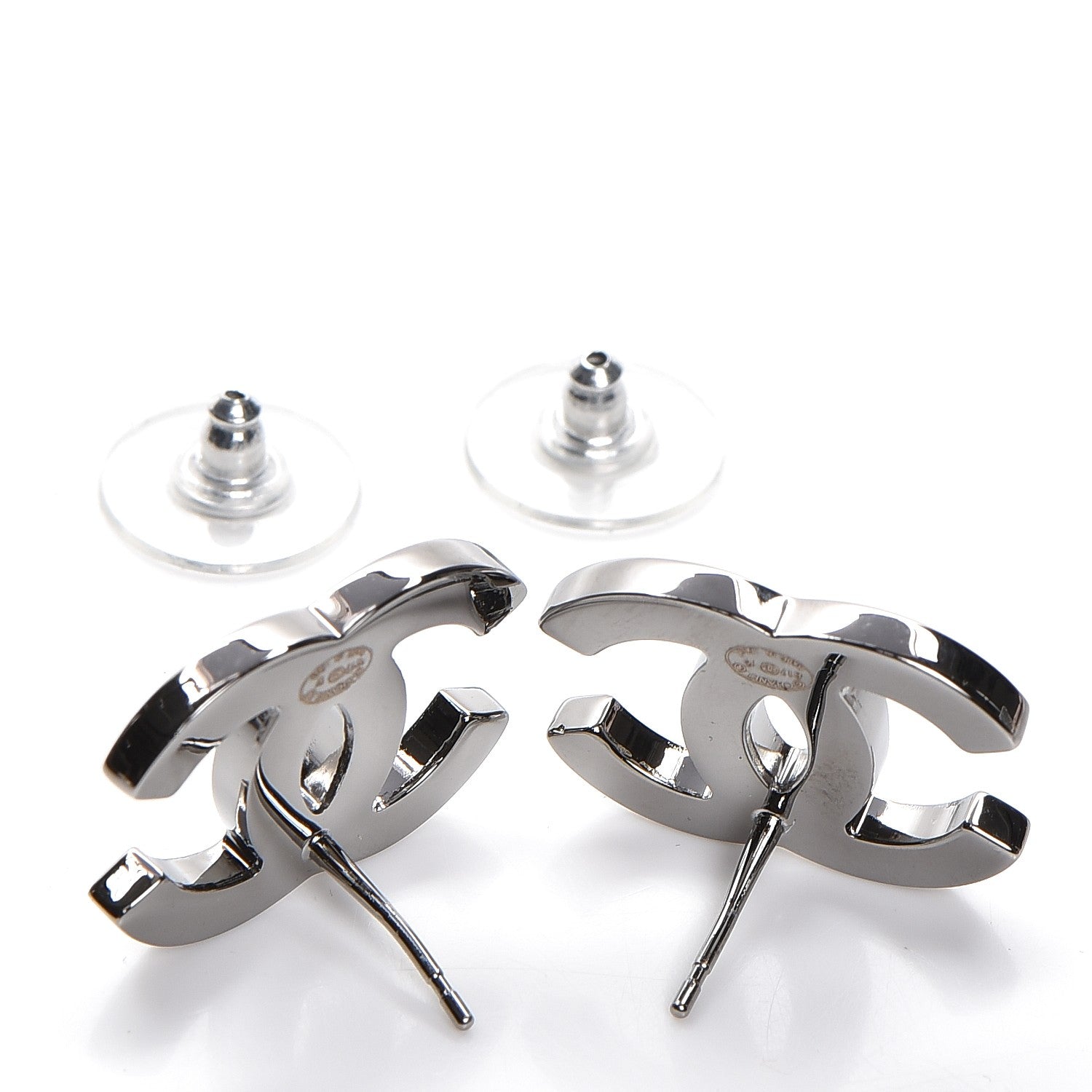 Chanel Crystal Large CC Earrings Silver 5 of 5