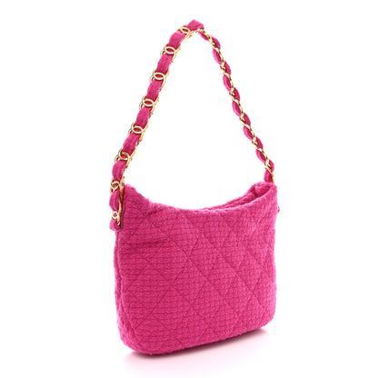 Chanel Cashmere Tweed Quilted CC Links Hobo Fuchsia 3 of 10