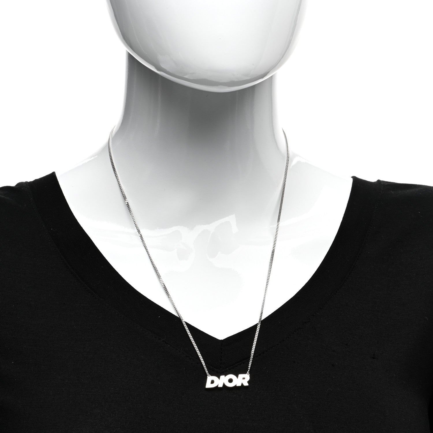 Christian Dior Homme Sterling Silver Logo Pendant Necklace 2 of 4