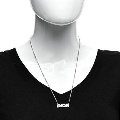 Christian Dior Homme Sterling Silver Logo Pendant Necklace 2 of 4