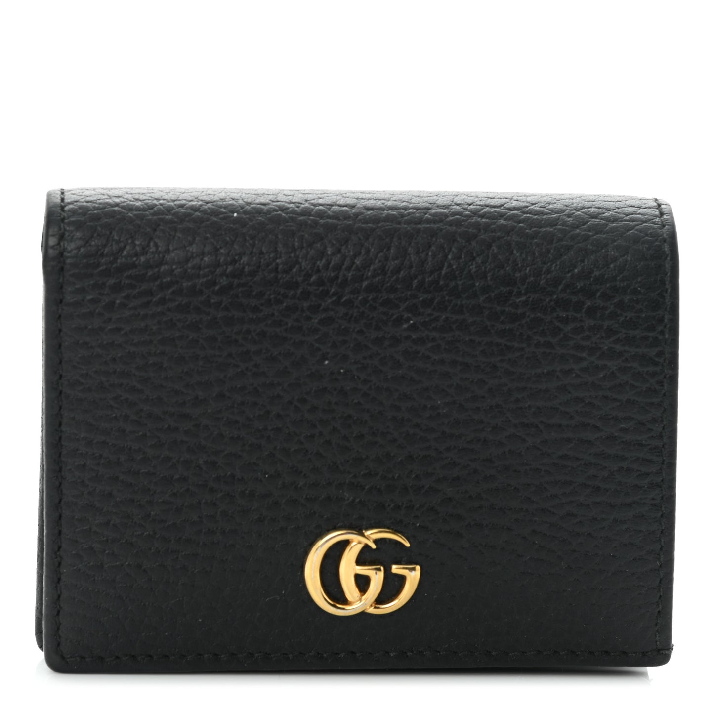 Pebbled Calfskin GG Marmont Card Case Black