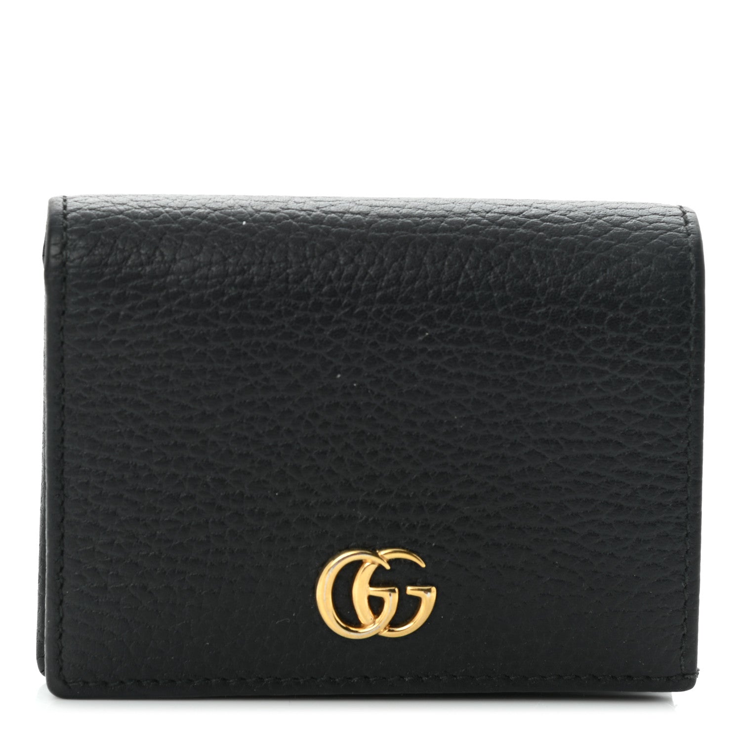Gucci Pebbled Calfskin GG Marmont Card Case Black 1 of 9