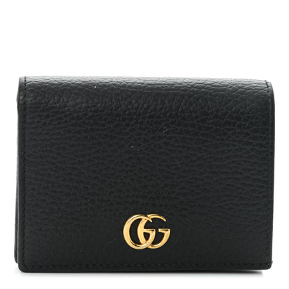 Gucci Pebbled Calfskin GG Marmont Card Case Black 1 of 9