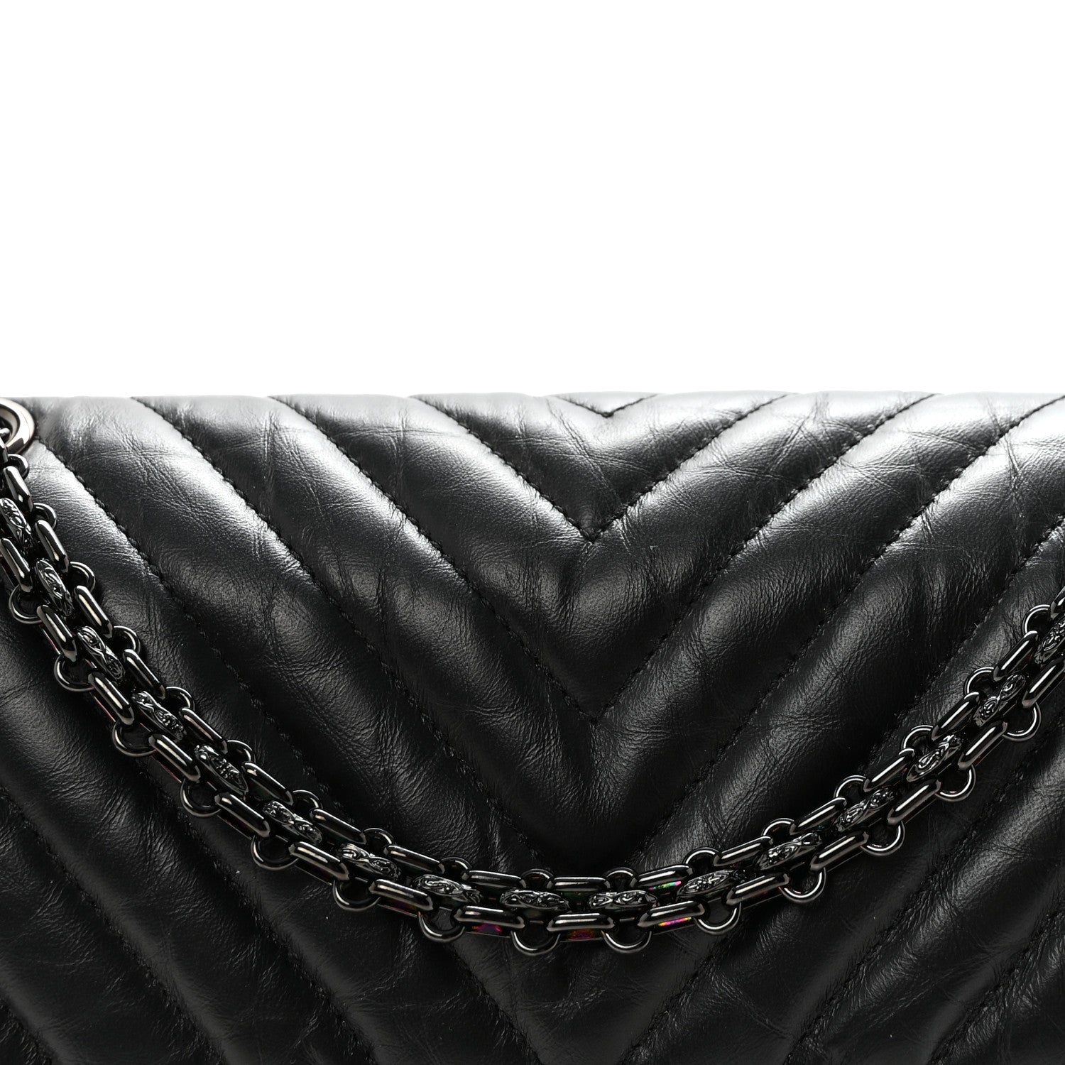 Chanel Aged Calfskin Chevron Quilted 2.55 Reissue 225 Flap So Black 8 of 11