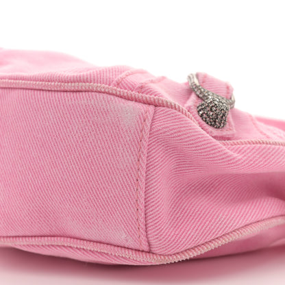 Balenciaga Washed Frayed Denim Crystal Le Cagole Shoulder Bag XS Denim Pink 11 of 12
