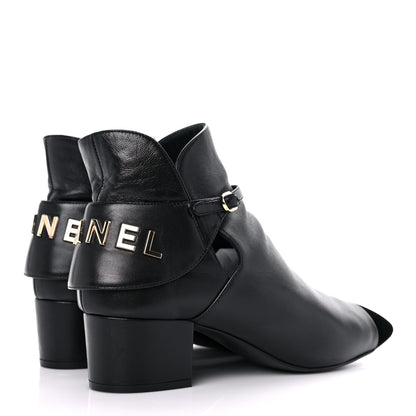 Chanel Lambskin Velvet Cap Toe Short Ankle Boots 38.5 Black 4 of 12