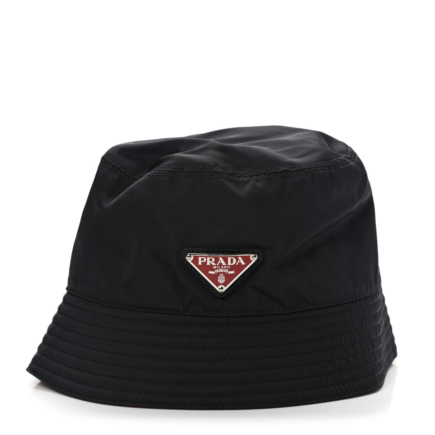 Prada Nylon Bucket Hat S Black Rosso 3 of 10