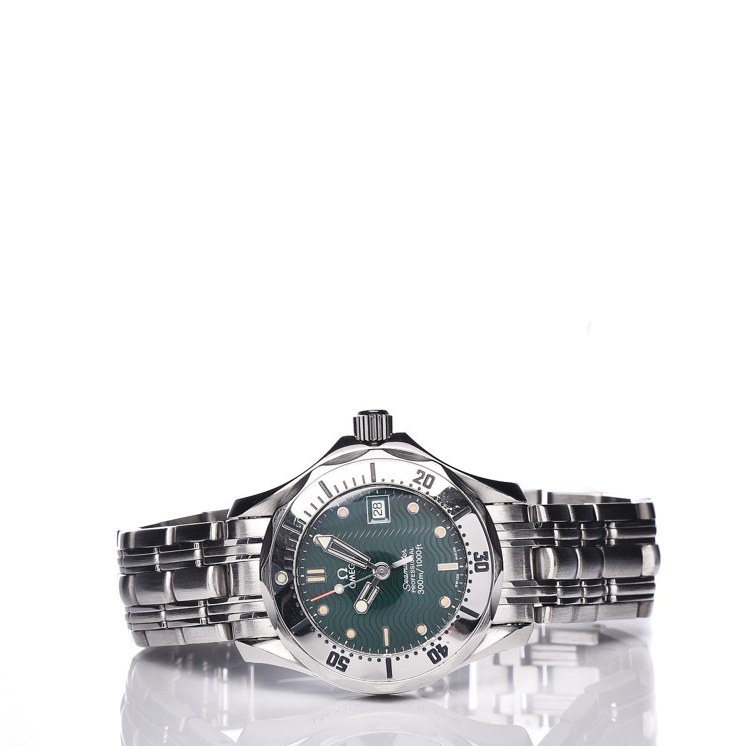 Omega Stainless Steel 28mm Seamaster Jacques Mayol Quartz Watch Green 2584.41 3 of 7