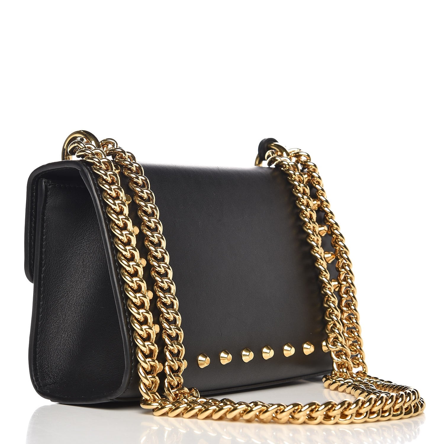 Gucci Calfskin Studded Small Padlock Shoulder Bag Black 3 of 9