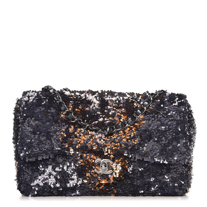 Chanel Sequin Medium Single Flap Bronze Black 1 of 7