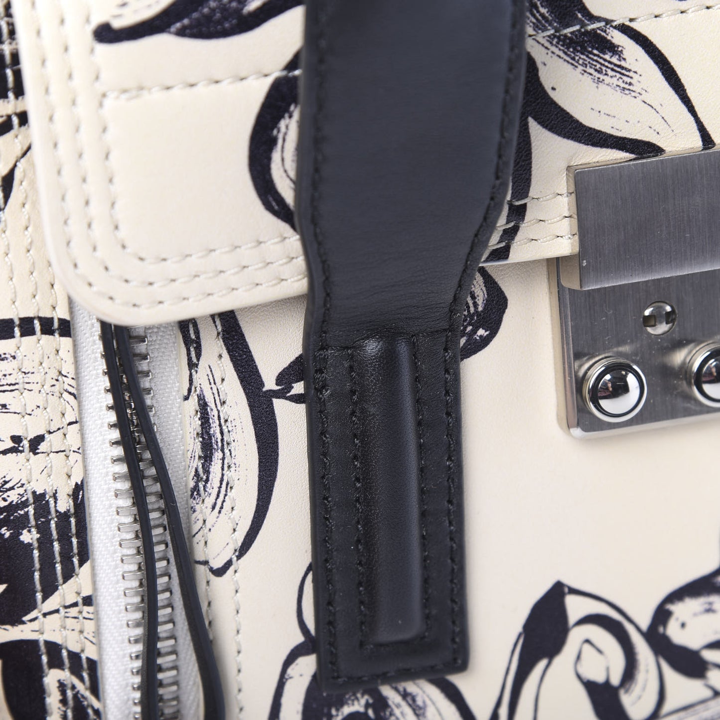 3.1 Calfskin Floral Print Mini Pashli Satchel Off White Black