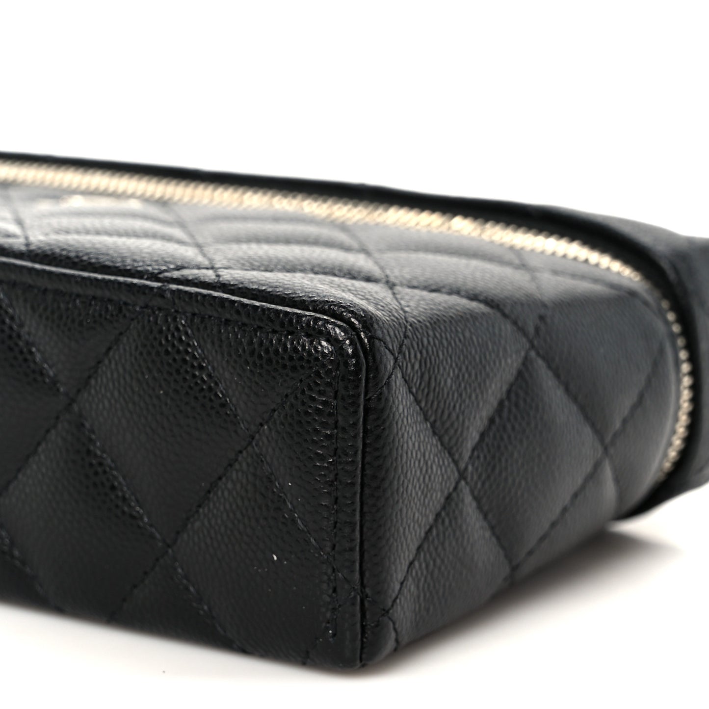Caviar Quilted Top Handle Slim Vanity With Chain Black