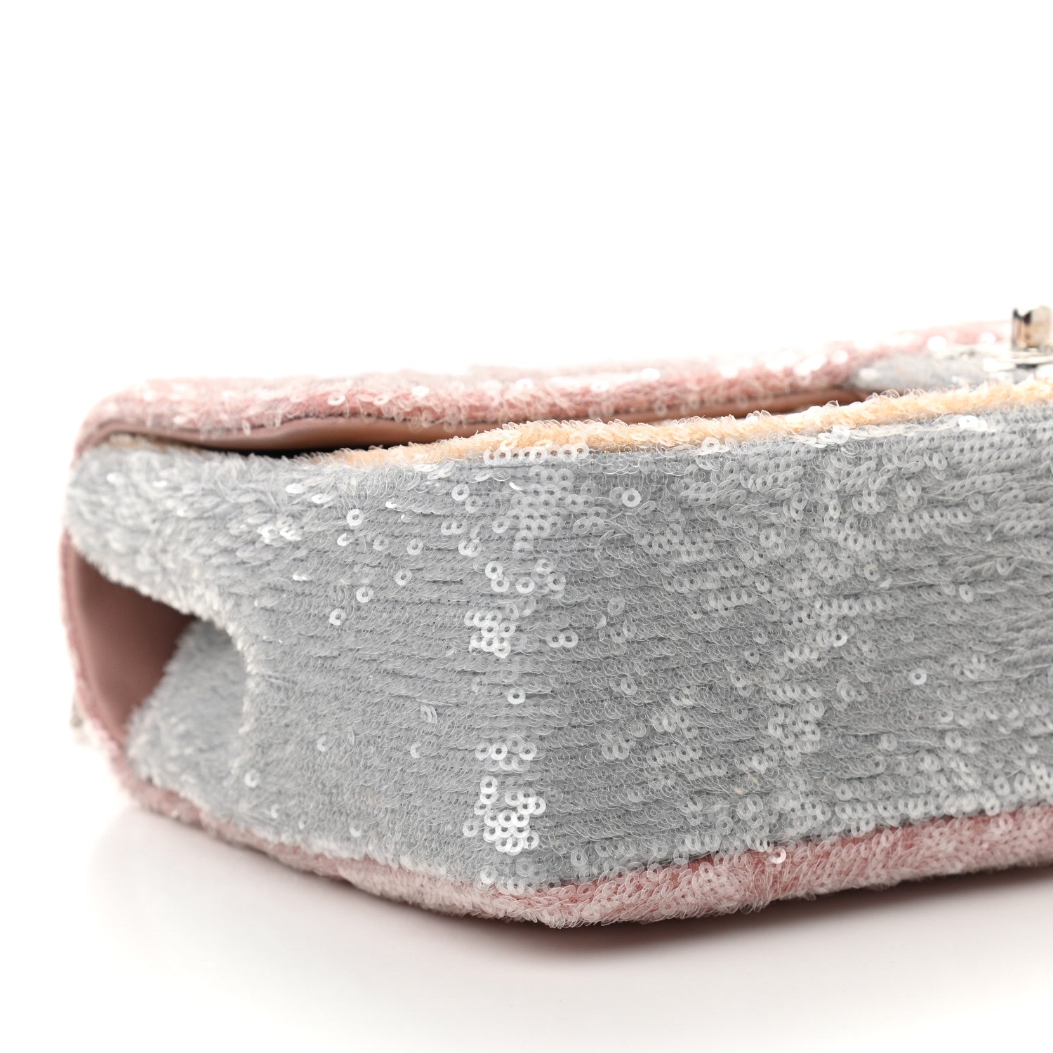 Chanel Sequin Large Waterfall Flap Light Pink Blue Yellow 9 of 10