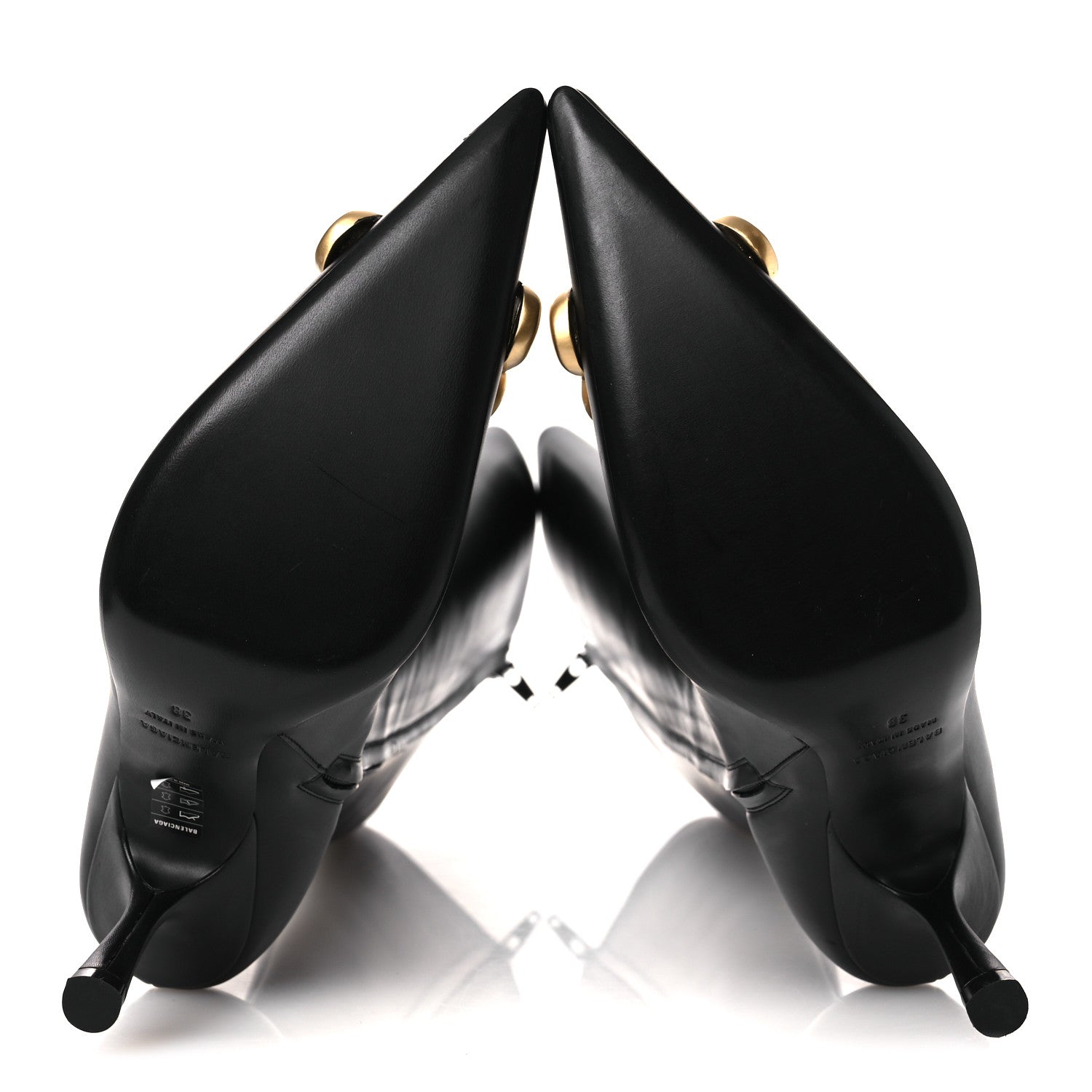 Balenciaga Shiny Calfskin BB Knife Booties 38 Black Gold 7 of 13