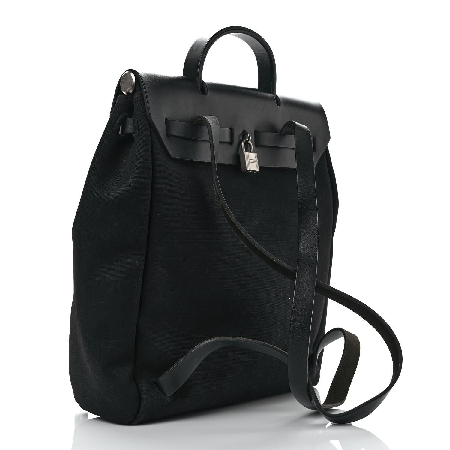 Hermes Toile Vache Calfskin Herbag 30 PM Backpack Black 3 of 11