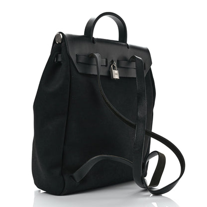 Hermes Toile Vache Calfskin Herbag 30 PM Backpack Black 3 of 11