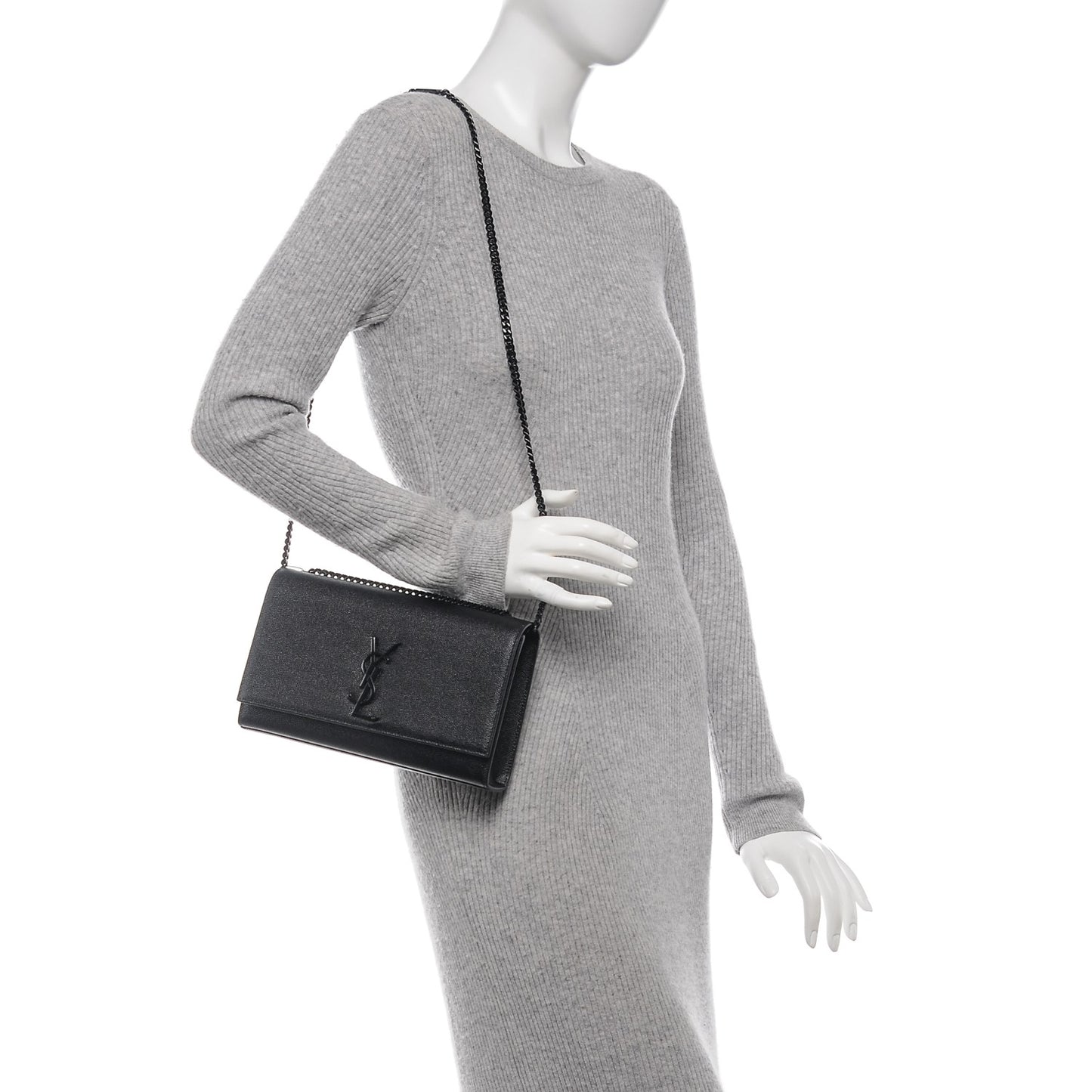 Grain De Poudre Medium Classic Monogram Kate Satchel Black