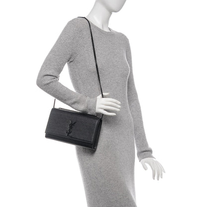 Saint Laurent Grain De Poudre Medium Classic Monogram Kate Satchel Black 2 of 6