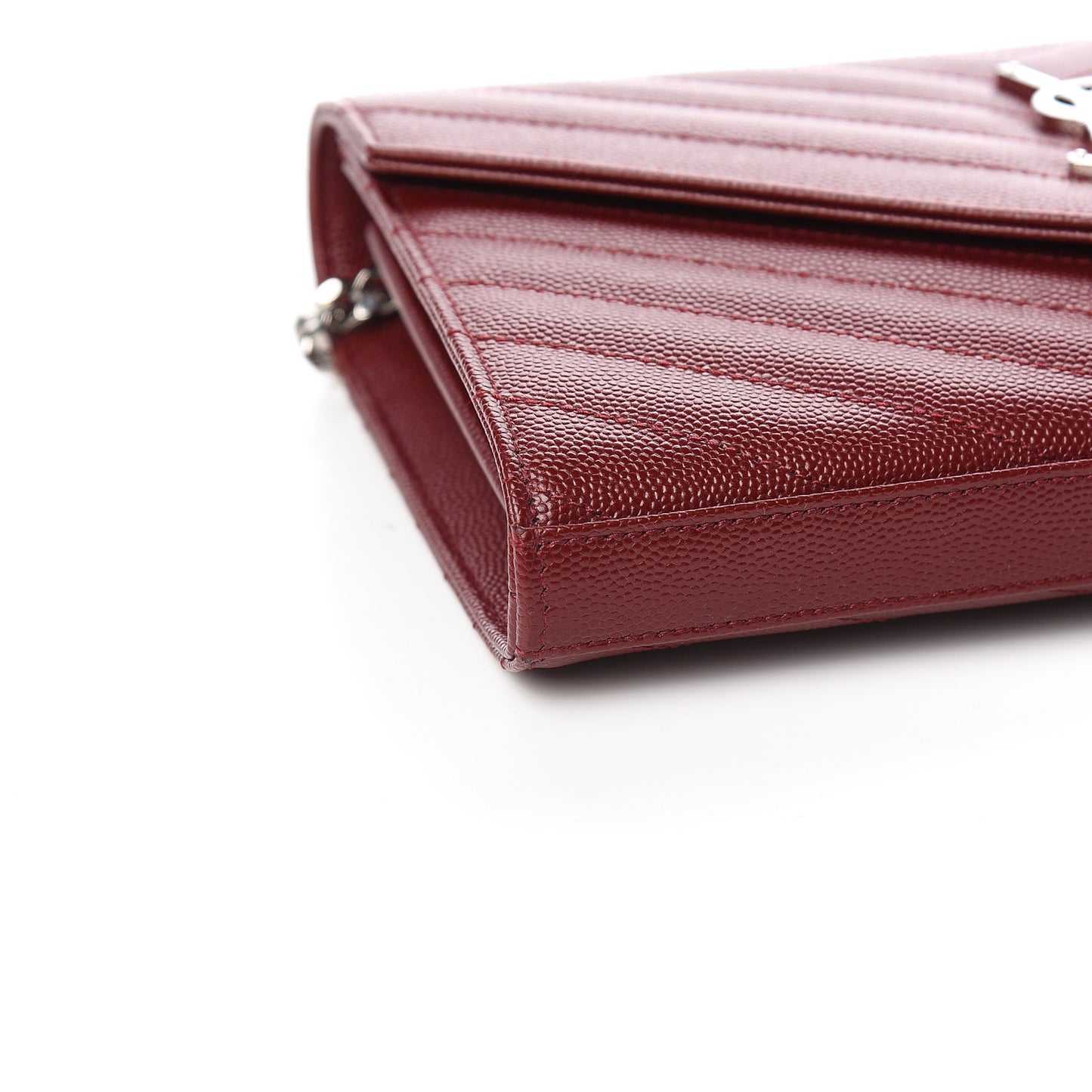 Grain De Poudre Matelasse Chevron Monogram Chain Wallet Palissandre
