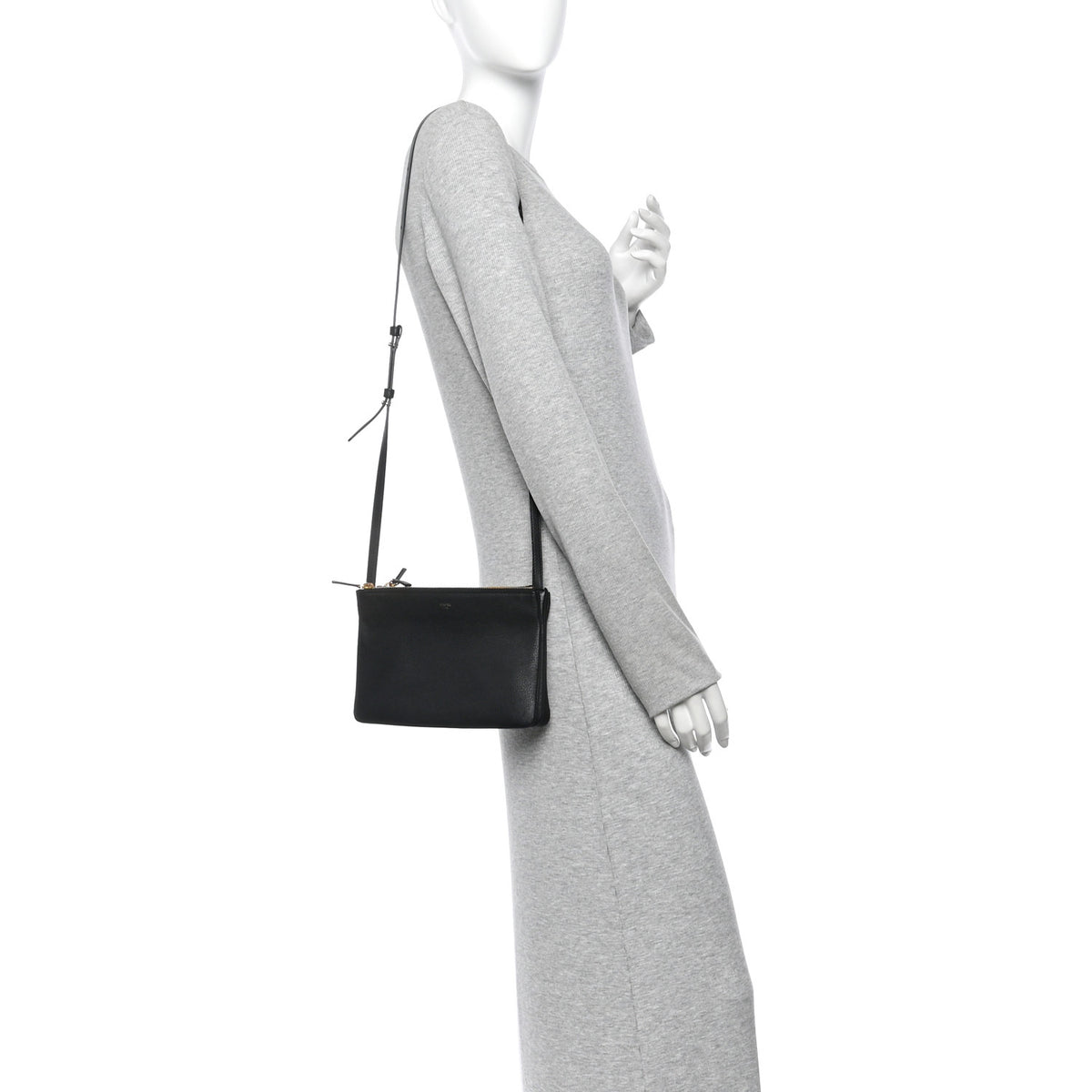 Celine Lambskin Small Trio Crossbody Bag Black 2 of 14