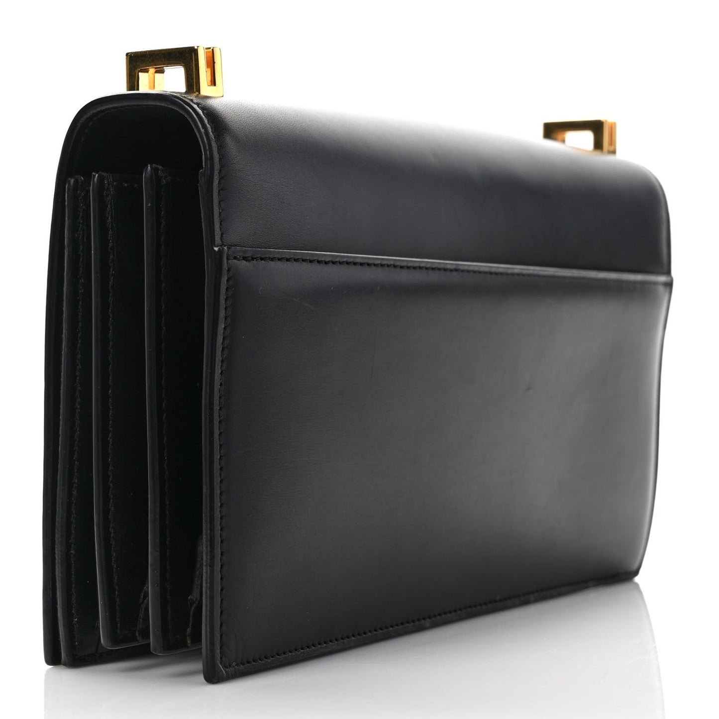 Smooth Calfskin Medium Domino Shoulder Bag Black