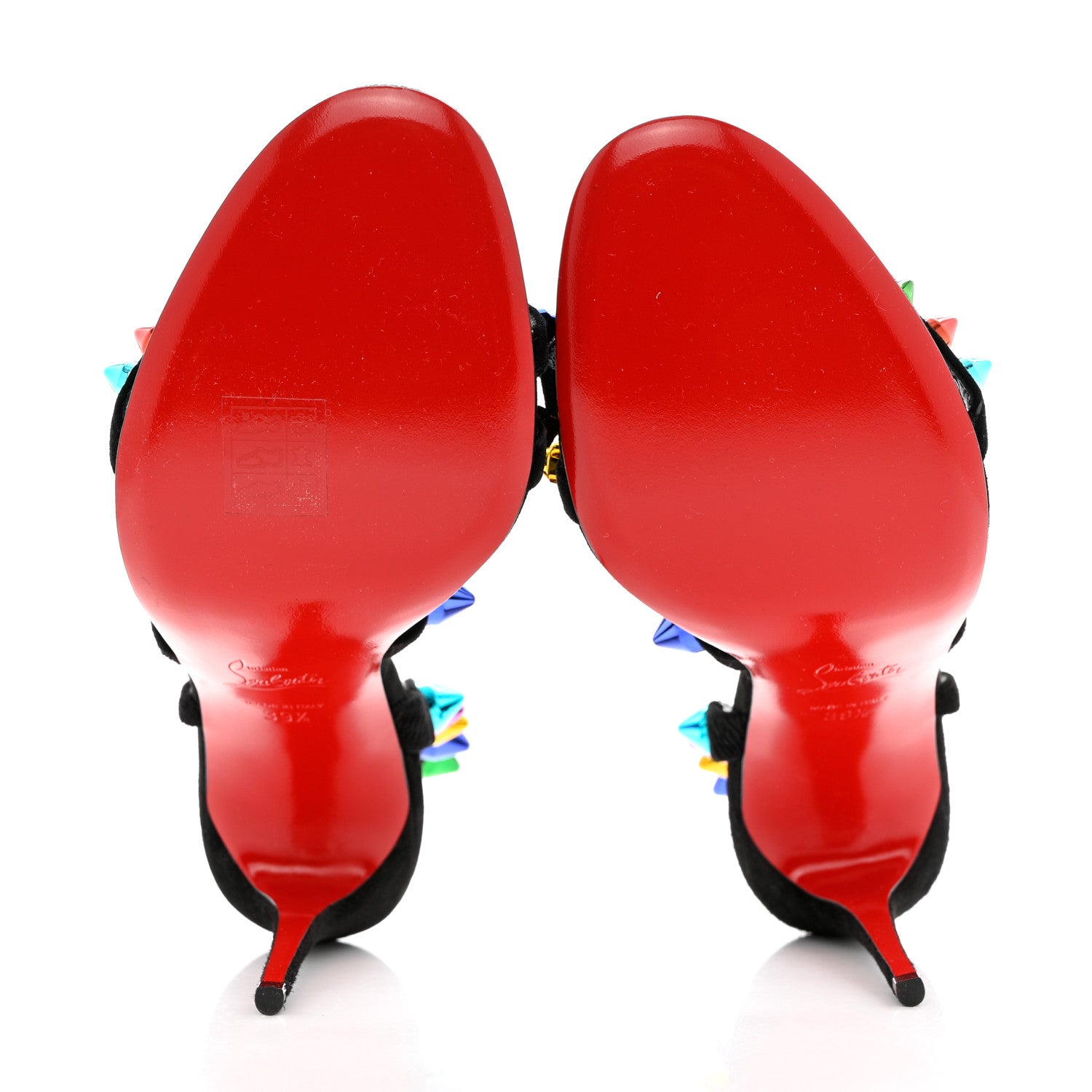 Christian Louboutin Suede Spikita 100 Sandals 39.5 Black Multicolor 5 of 9