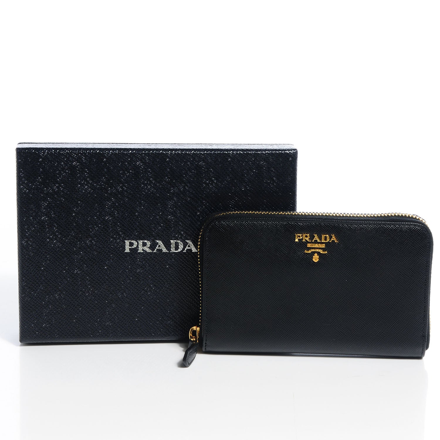 Prada Saffiano Metal Zip Around Wallet Nero Black 9 of 9