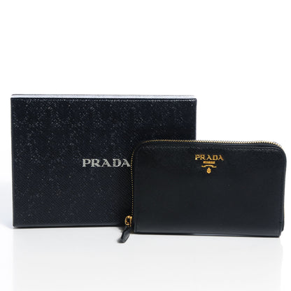 Prada Saffiano Metal Zip Around Wallet Nero Black 9 of 9
