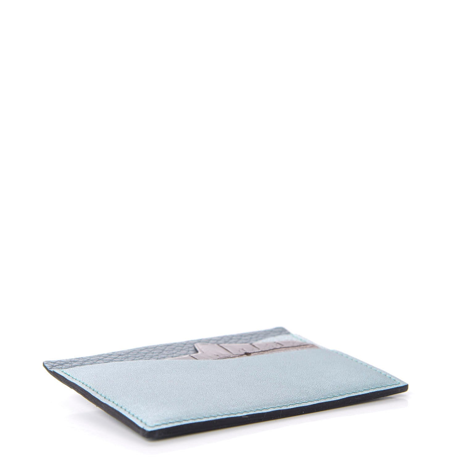 Hermes Swift Togo Crocodile Hippopotame Petit H Card Case Bleu Saint Cyr Bleu Lin Ciel Chocolate 5 of 7