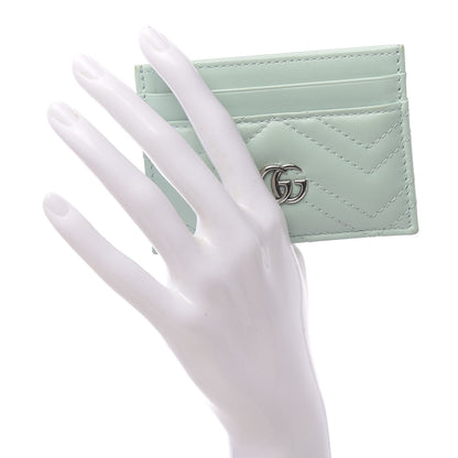Gucci Calfskin Matelasse GG Marmont Card Holder Water Green 2 of 7