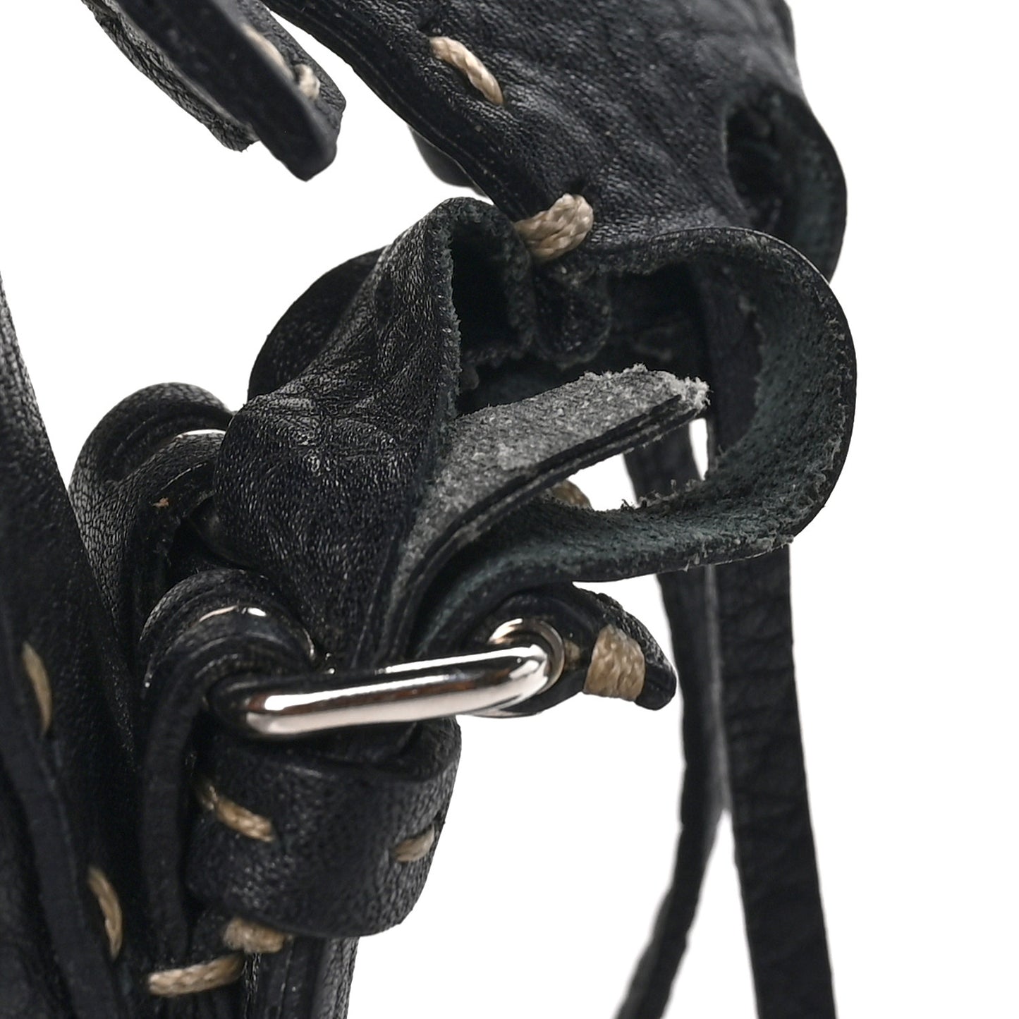 Calfskin Romano Selleria Chain Shoulder Bag Black