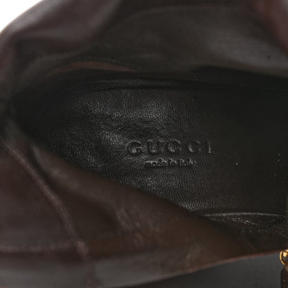 Gucci Suede Shearling Fur Microguccissima Courtney Tall Wedge Boots 36.5 Cocoa 8 of 13