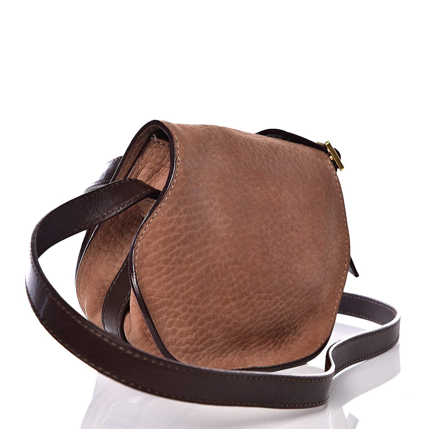 Nubuck Calfskin Mini Marcie Round Crossbody Bag Nut