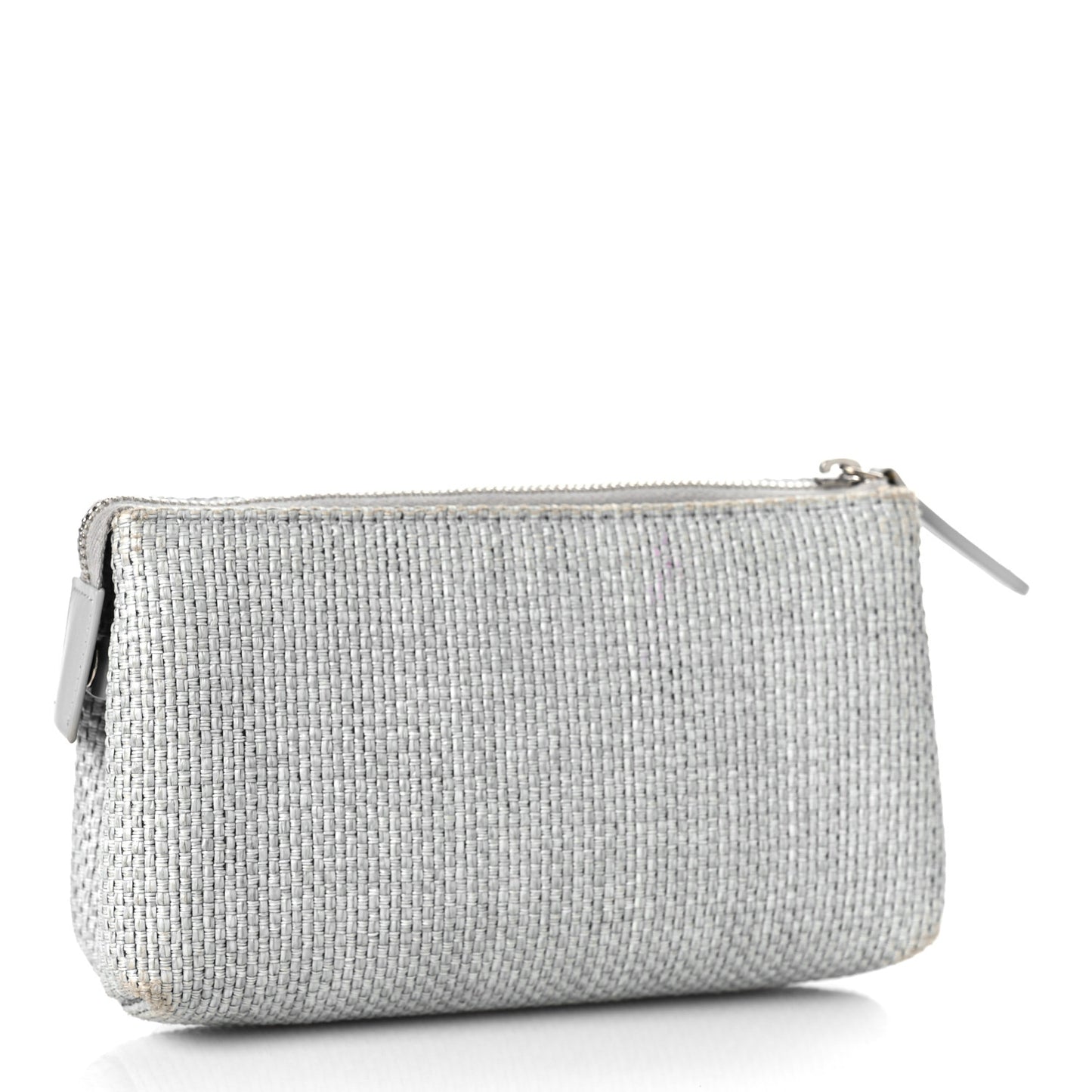 Woven Straw Raffia Deauville Cosmetic Pouch Grey