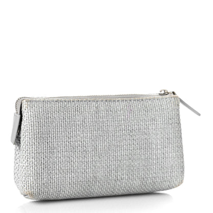 Chanel Woven Straw Raffia Deauville Cosmetic Pouch Grey 3 of 11