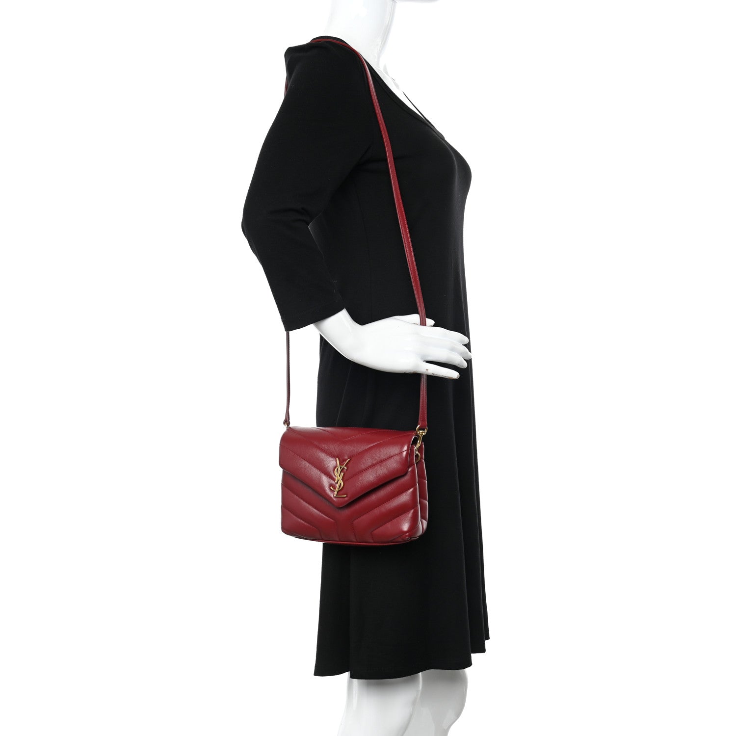 Saint Laurent Calfskin Y Quilted Monogram Toy Loulou Crossbody Bag Rouge 2 of 19