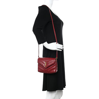 Saint Laurent Calfskin Y Quilted Monogram Toy Loulou Crossbody Bag Rouge 2 of 19