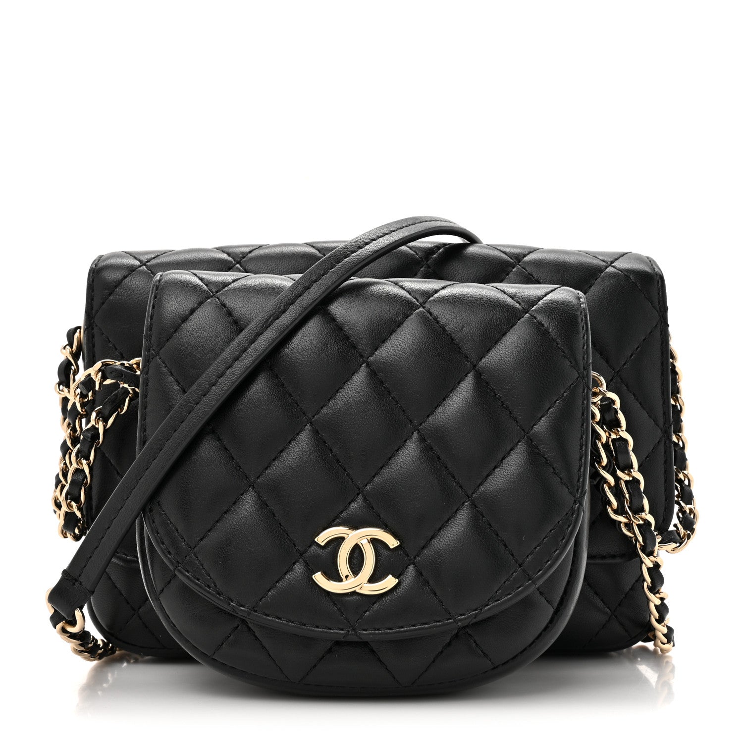 Chanel Lambskin Quilted Side Packs Black 1 of 16