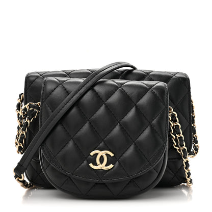 Chanel Lambskin Quilted Side Packs Black 1 of 16