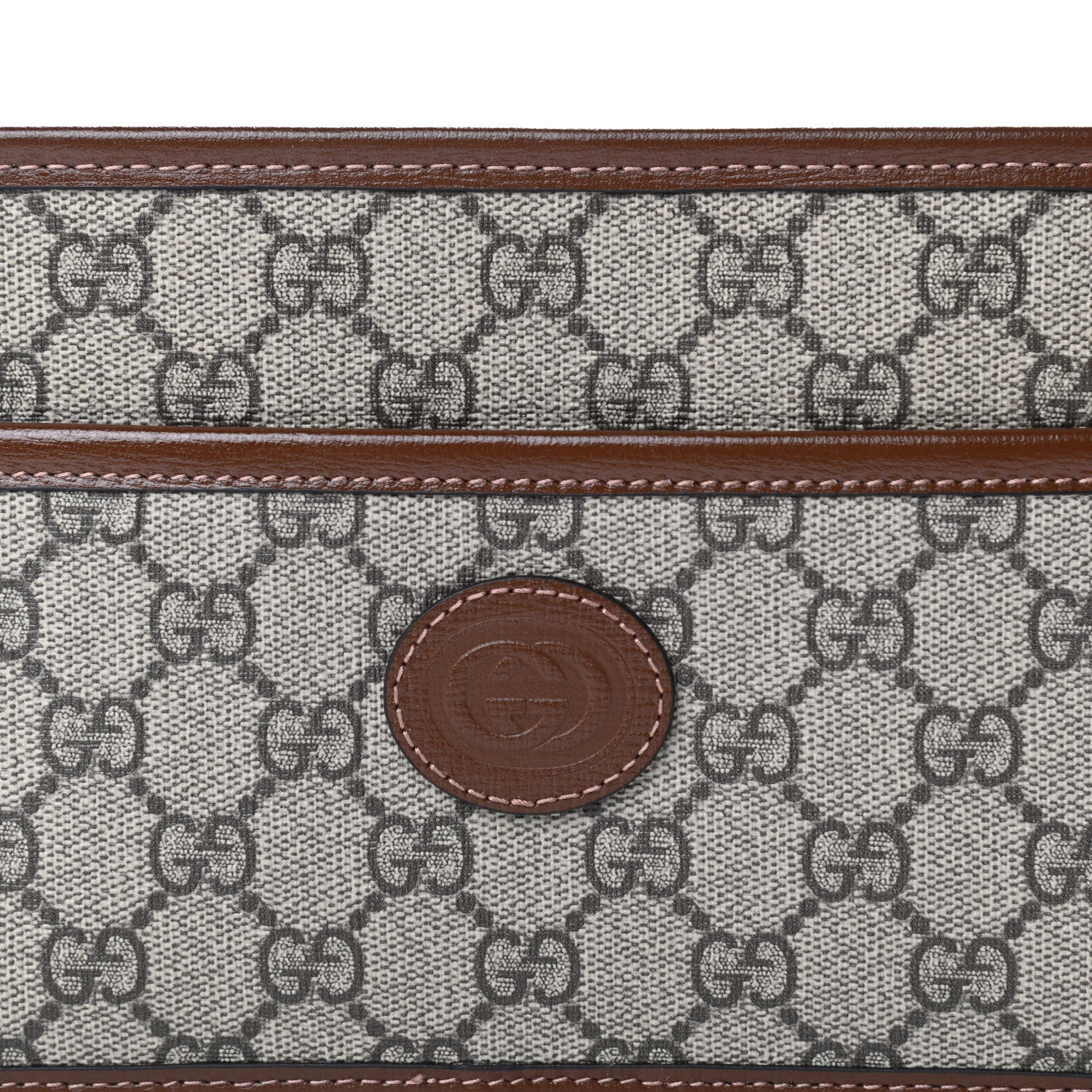 Gucci GG Supreme Monogram Textured Calfskin Retro Interlocking G Travel Pouch Beige Ebony Brown Sugar 10 of 11