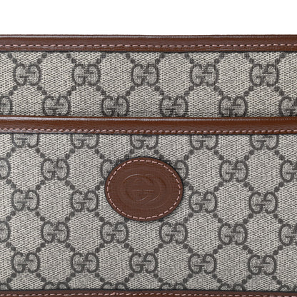 Gucci GG Supreme Monogram Textured Calfskin Retro Interlocking G Travel Pouch Beige Ebony Brown Sugar 10 of 11