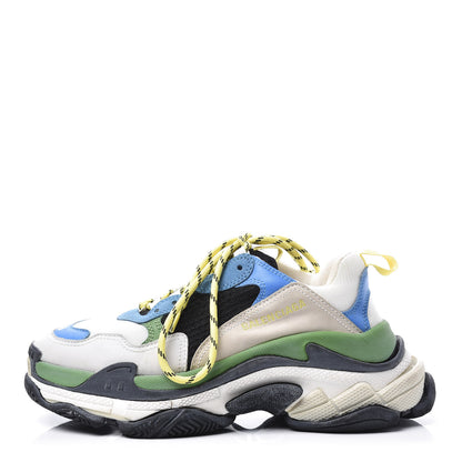 Balenciaga Fabric Mesh Nappa Mens Triple S Sneakers 39 Bleu White Vert Jaune 1 of 10