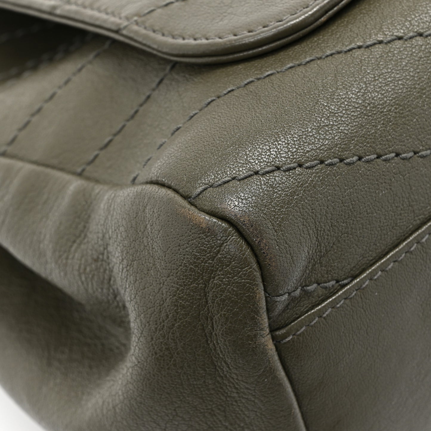 Vintage Lambskin Chevron Monogram Medium Nolita Military Olive
