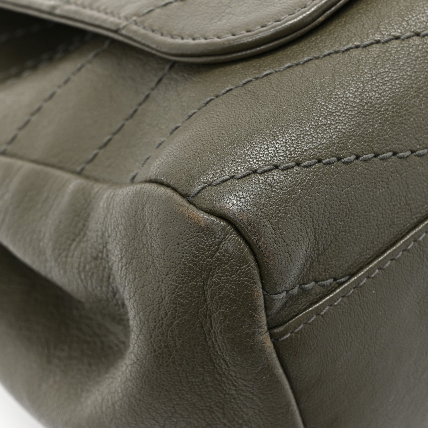Saint Laurent Vintage Lambskin Chevron Monogram Medium Nolita Military Olive 11 of 13