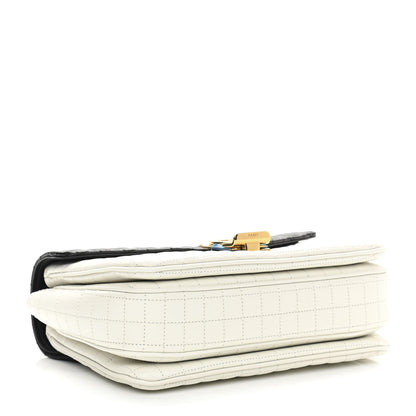 Celine Calfskin Quilted Medium C Bag Black White 4 of 12