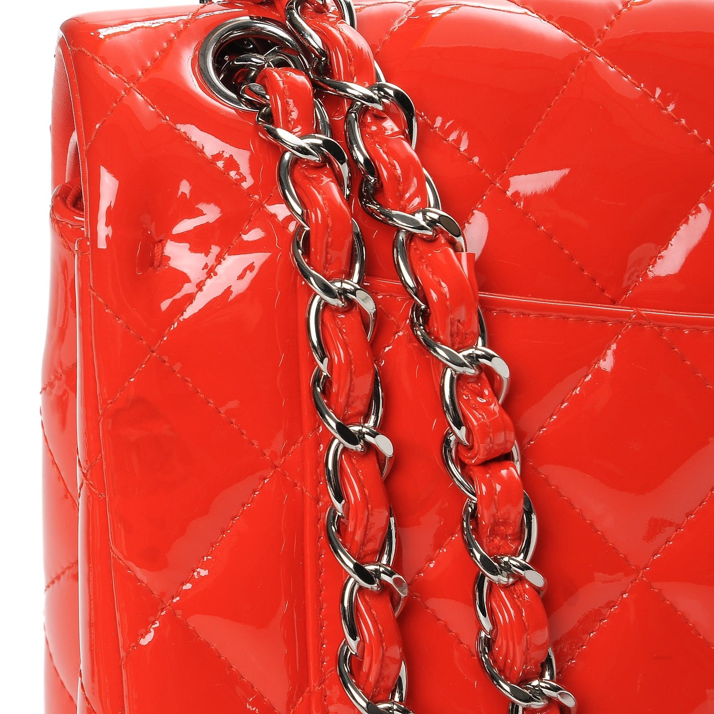 Patent Quilted Jumbo Double Flap Red