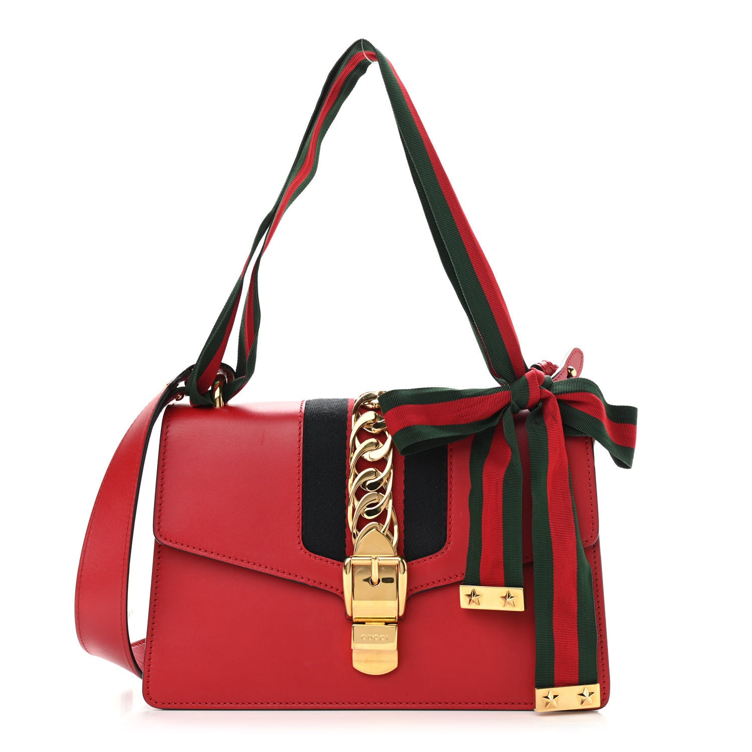 Gucci Calfskin Small Sylvie Shoulder Bag Hibiscus Red 1 of 14