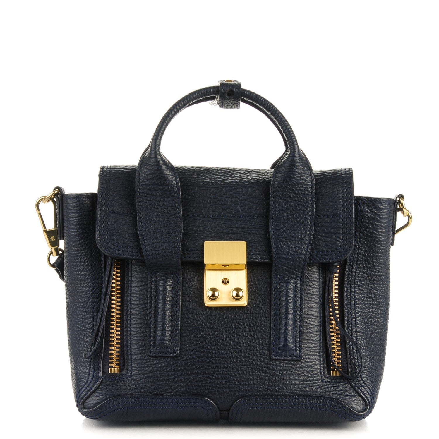 3.1 Phillip Lim 3.1 Textured Calfskin Mini Pashli Satchel Ink 1 of 6