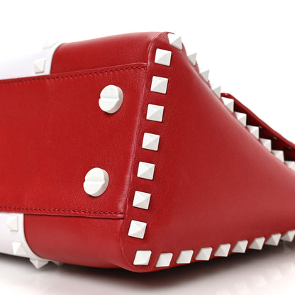 Valentino Garavani Vitello Colorblock Free Rockstud Top Handle Shoulder Bag Rosso Valentino White 8 of 8