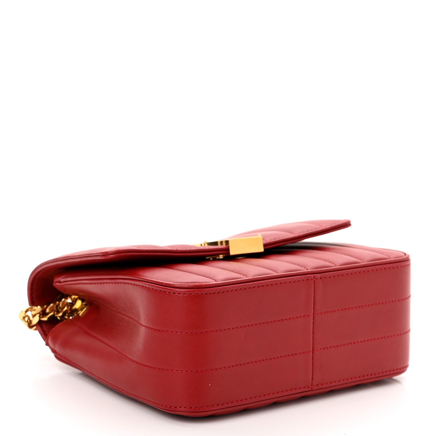 Saint Laurent Lambskin Matelasse Monogram Medium Vicky Chain Bag Rouge Eros 4 of 12